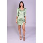 Rochie FLAY olive accesorizata cu fundita engros