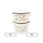 Set 2 vase emailate en-gross decor Pofta buna cu capace, cratiță​ 3 L si oală 5 L, 20 cm diametru