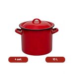 Set 4 oale emailate cu capac 10 L en-gross