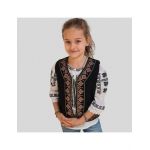 Vesta traditionala Engros pentru fete, motiv bradut broderie rosie si bej