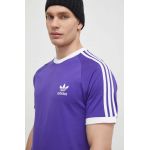 adidas Originals tricou din bumbac 3-Stripes Tee bărbați, culoarea violet, cu imprimeu, IM9394
