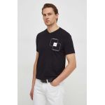 Armani Exchange tricou barbati, culoarea negru, cu imprimeu
