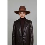 LE SH KA headwear palarie Brown Fedora culoarea bej, de lana