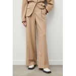 Remain pantaloni de trening cu amestec de lână culoarea bej, drept, high waist