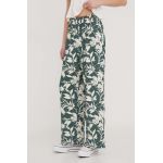 Abercrombie & Fitch pantaloni din in culoarea verde, lat, high waist