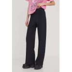 Abercrombie & Fitch pantaloni femei, culoarea negru, lat, high waist