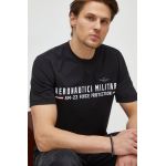 Aeronautica Militare tricou din bumbac barbati, culoarea negru, cu imprimeu