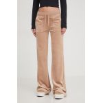 Juicy Couture pantaloni de trening din velur culoarea bej, neted