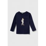 United Colors of Benetton longsleeve din bumbac pentru copii culoarea albastru marin