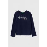 United Colors of Benetton longsleeve din bumbac pentru copii culoarea albastru marin