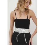 Answear Lab curea de piele femei, culoarea argintiu