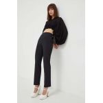 MSGM pantaloni de lână culoarea negru, drept, high waist 3641MDP15.247200
