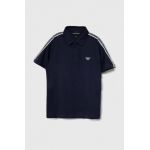 Emporio Armani tricouri polo din bumbac pentru copii culoarea albastru marin, cu imprimeu