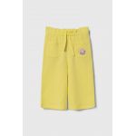 United Colors of Benetton pantaloni de trening din bumbac pentru copii culoarea galben, neted