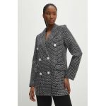 Answear Lab sacou culoarea negru, cu doua randuri de nasturi, modelator