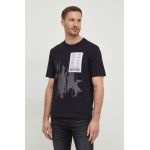 BOSS Orange tricou din bumbac bărbați, culoarea negru, cu imprimeu 50511051