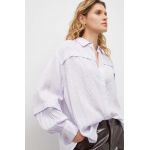 Bruuns Bazaar camasa femei, culoarea violet, cu guler clasic, relaxed