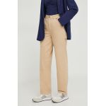 Pepe Jeans pantaloni Betsy femei, culoarea bej, drept, medium waist