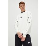 adidas hanorac de bumbac bărbați, culoarea bej, cu imprimeu  IS2036