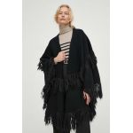 By Malene Birger poncho de lana culoarea negru