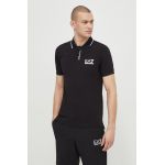 EA7 Emporio Armani tricou polo barbati, culoarea negru, cu imprimeu