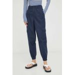 Marc O'Polo pantaloni de catifea cord DENIM culoarea albastru marin, high waist