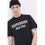 Superdry tricou din bumbac barbati, culoarea negru, cu imprimeu