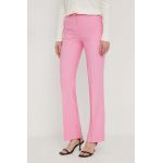 United Colors of Benetton pantaloni femei, culoarea roz, drept, high waist