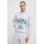 adidas Originals bluză bărbați, culoarea gri, cu glugă, cu imprimeu  IS2928