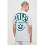 adidas Originals tricou din bumbac bărbați, culoarea gri, cu imprimeu IS2929