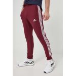 adidas pantaloni de trening din bumbac culoarea bordo, cu imprimeu  IS1366