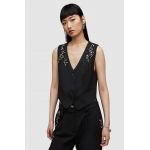 AllSaints vesta din amestec de lana Atlas culoarea negru, un singur rand de nasturi