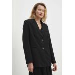 Answear Lab sacou culoarea negru, un singur rand de nasturi, neted