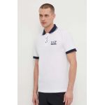 EA7 Emporio Armani tricou polo barbati, culoarea alb, cu imprimeu
