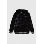 United Colors of Benetton hanorac de bumbac pentru copii culoarea negru, cu glugă, modelator