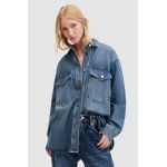 AllSaints camasa din bumbac denim Alba cu guler clasic, relaxed