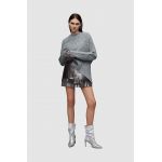 AllSaints fusta de piele AISHA culoarea argintiu, mini, drept
