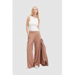 AllSaints pantaloni ALEIDA femei, culoarea maro, lat, high waist