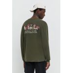 Hollister Co. longsleeve din bumbac culoarea verde, cu imprimeu