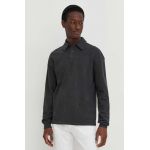 American Vintage longsleeve din bumbac culoarea gri, neted