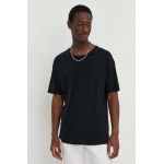 American Vintage tricou din bumbac barbati, culoarea negru, neted