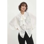 Answear Lab camasa femei, culoarea alb, cu un decolteu legat, regular