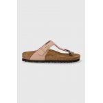 Birkenstock slapi din piele intoarsa Gizeh femei, culoarea roz, cu toc plat, 1026563