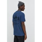 Hollister Co. tricou din bumbac barbati, culoarea albastru marin, cu imprimeu