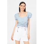 Bluza de dantela sangallo cu maneci bufante