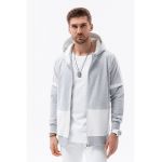 Hanorac din amestec de bumbac cu fermoar si model colorblock