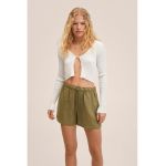 Pantaloni scurti de in cu snur in talie