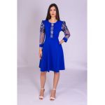 Rochie ECATERINA albastra cu motive traditionale engros