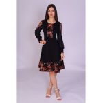 Rochie ECATERINA neagra cu motive traditionale engros