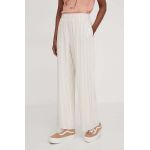 Abercrombie & Fitch pantaloni din in culoarea bej, drept, high waist